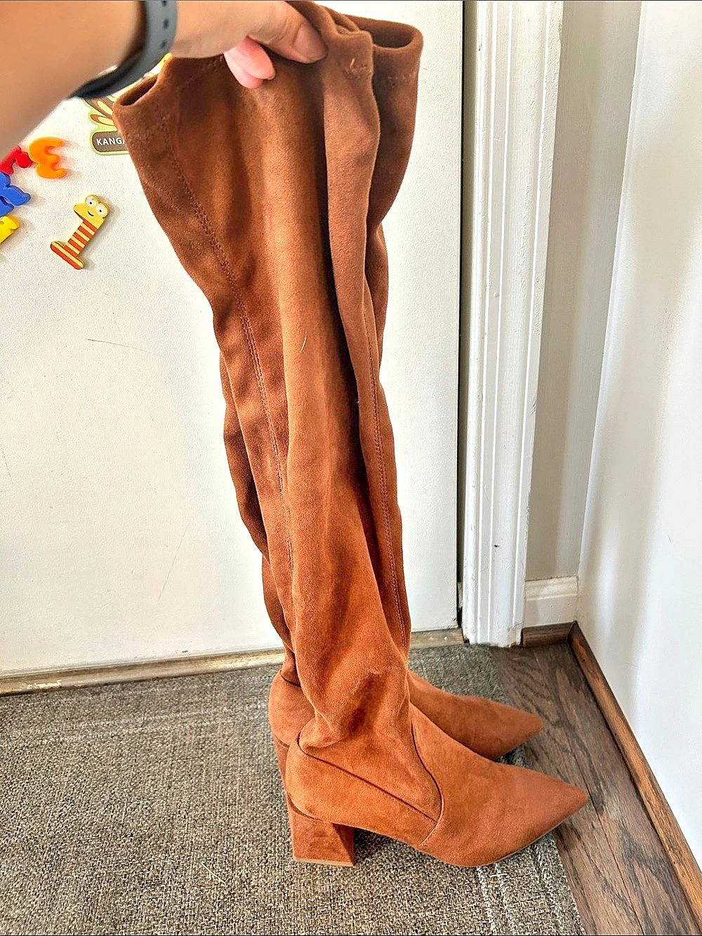 Brown Over-the-Knee Block Heel Boots